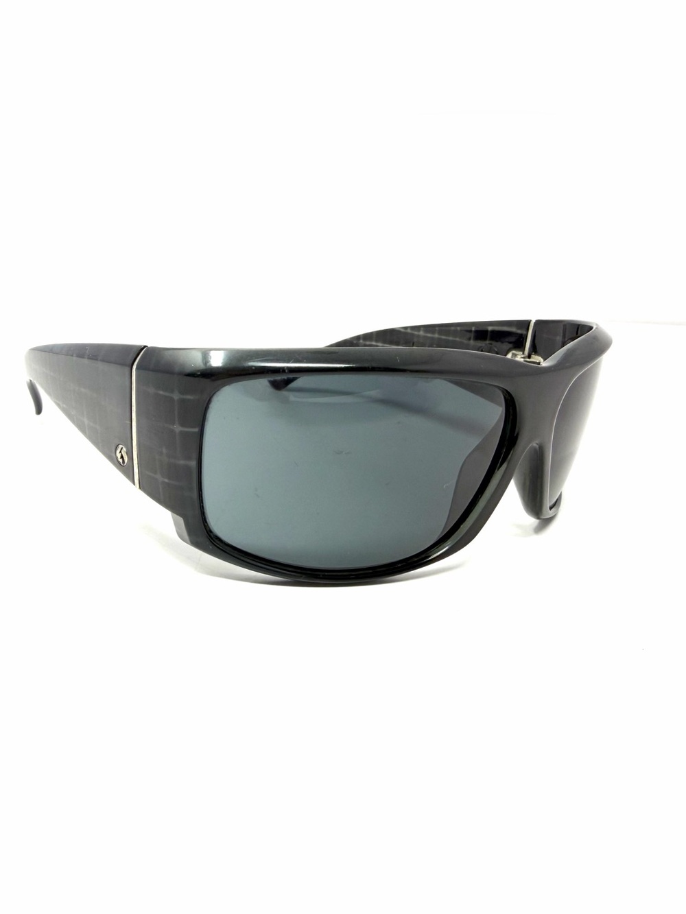 VTG Electric Hoy Sunglasses Men’s Black Frames Grey Lenses Checkered Wrap Y2K